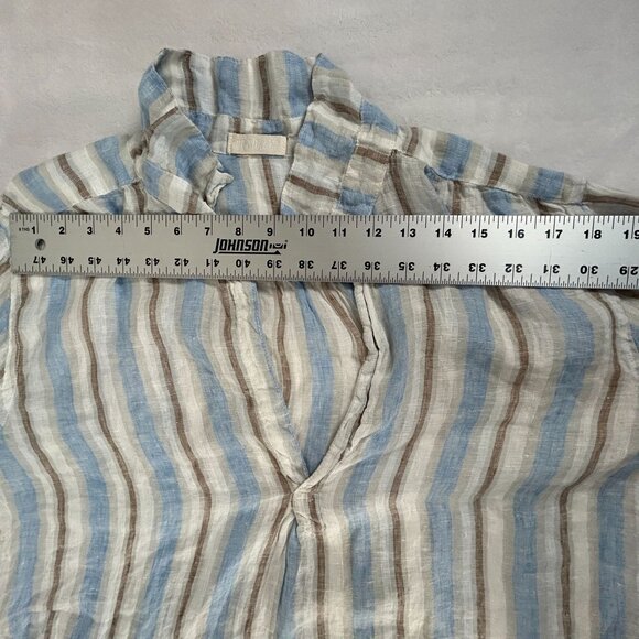 CP Shades Womens Striped Linen Tunic Dress Top Large Blue/Brown Pockets NWOT - Picture 6 of 8